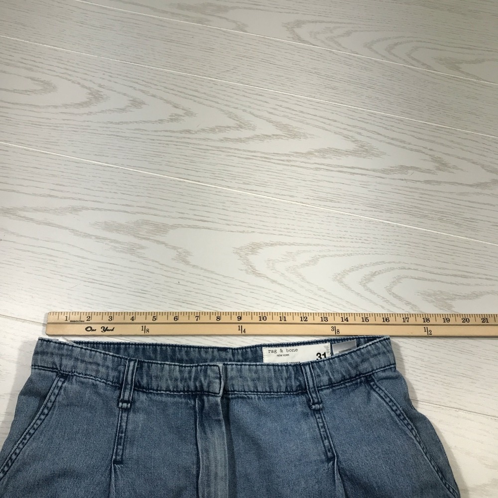 rag & bone Aurora Pleated Jeans Women 31 Blue Wide Leg Lightweight Cotton Boho - Picture 6 of 15